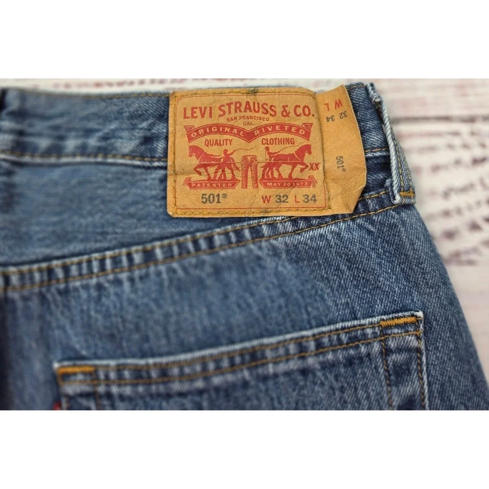 Levis 501 Jeans‎ Mens 32x34 Blue Excellent BUTTON FLY Straight Leg Denim